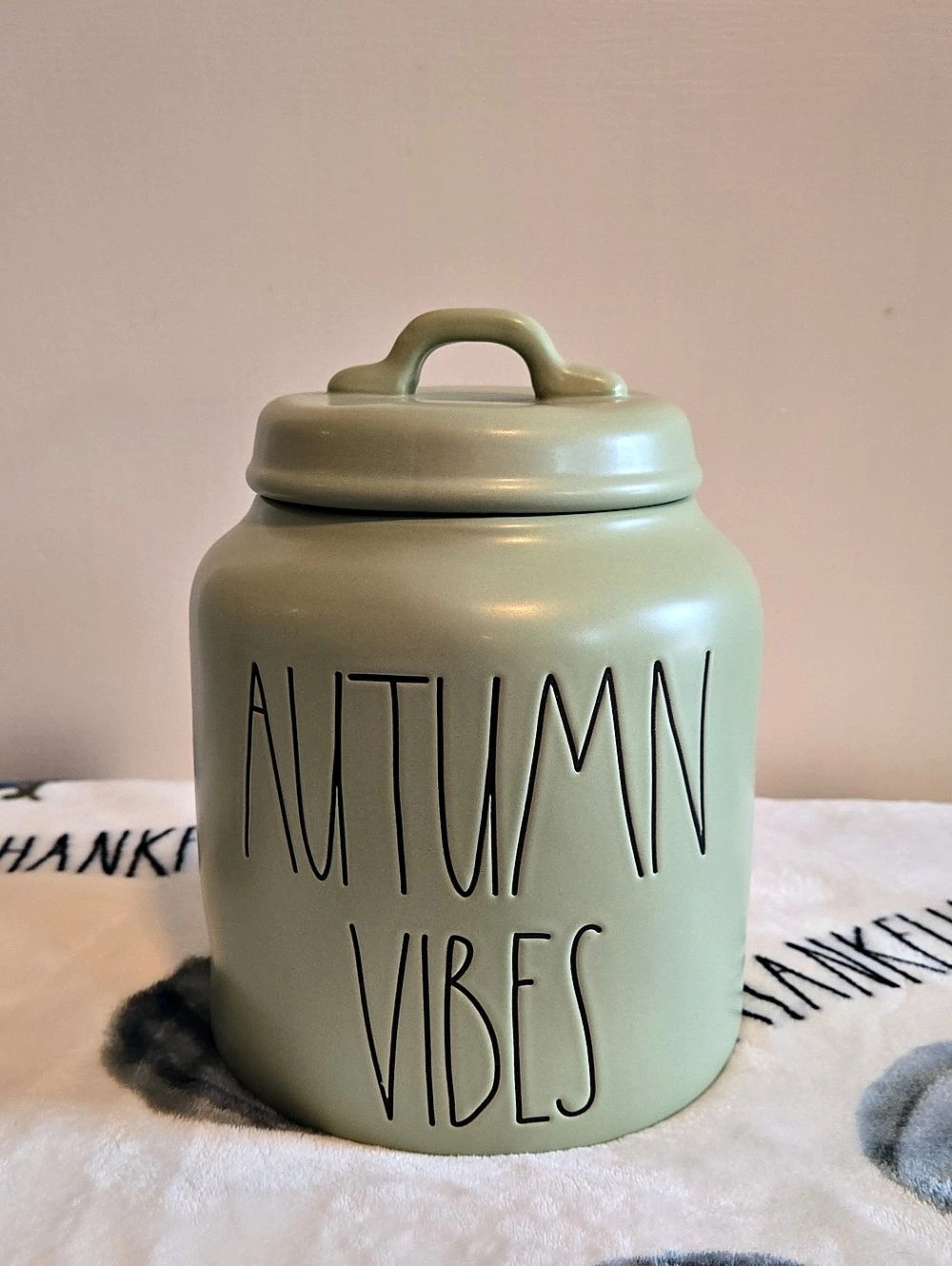 Rae Dunn Autumn Vibes canister Ceramic Food Storage Green